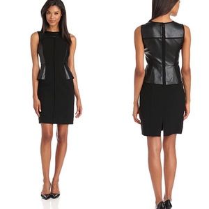 Calvin Klein Sheath Dress With Faux Leather Peplum